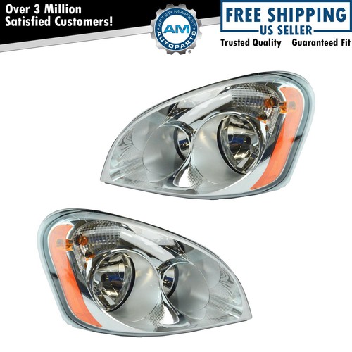 Headlight Set Left & Right Halogen For 2008-2017 Freightliner Cascadia