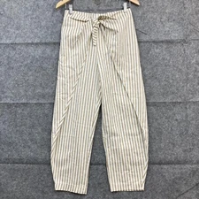 NEW Redberry Fashion Pants Womens S Small White Striped Elastic Waist 20710