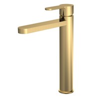 Nuie Arvan Tall High Rise Mono Basin Mixer Bathroom Tap Brushed Brass Modern