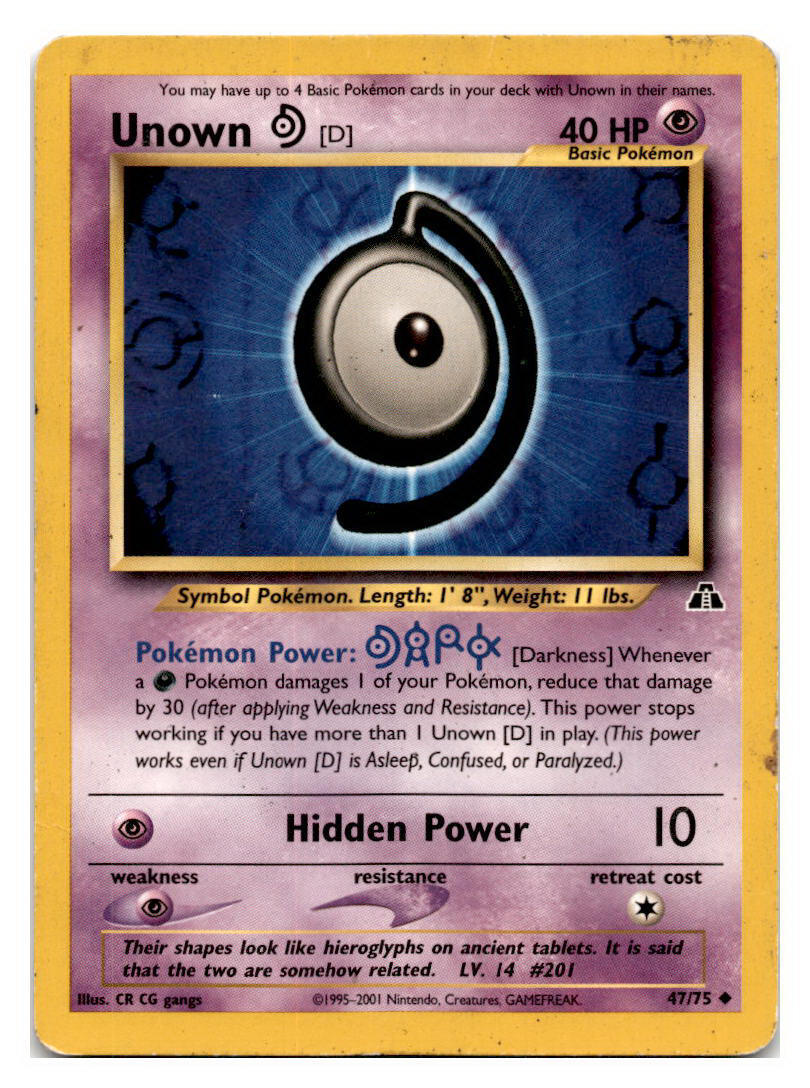 Unown [D] #47/75 Neo Discovery Pokemon tcg