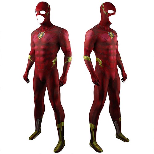 2023 The Flash Jumpsuit Barry Allen Cosplay Suit Adult & Kids Halloween Costume - Picture 17 of 19