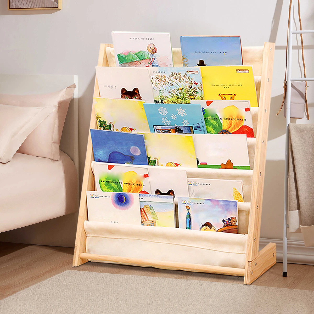 Wooden Bookcase Children Kids Book Shelf Storage Rack Tidy