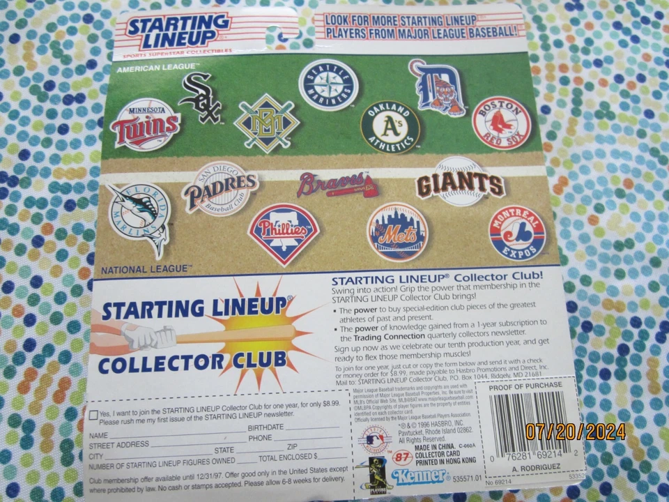 Alex Rodriguez 1997  Kenner Starting Lineup Figure - Seattle Mariners - Image 2 of 2