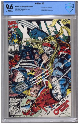 X-Men  # 5   CBCS   9.6   NM+   White pgs  2/92  Omega Red cover & App.  Maveric