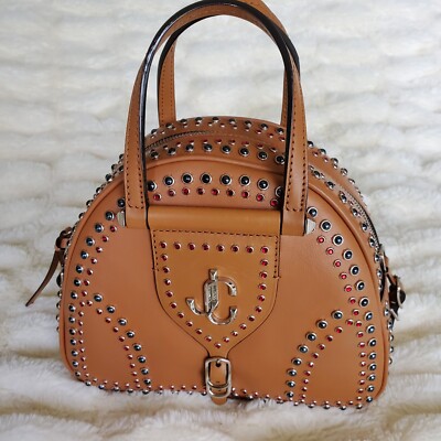 NWT $2495 Jimmy Choo Varenne Studded Bowling Crossbody Bag