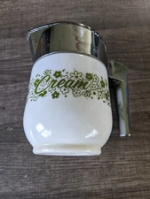 PYREX GEMCO SPRING BLOSSOM GREEN CREAM PITCHER USED CONDITION PLEASE READ DESC!