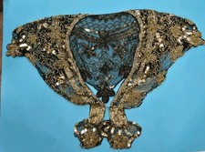 ELEGANT BEADED/SEQUINED GOLD ON BLACK NETTING SHAWL/COLLAR SHRUG NEW