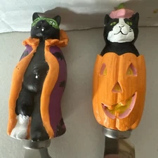 Boston Warehouse Halloween Butter & Cheese Spreaders 1995 Witch Cat Pumpkin (2)
