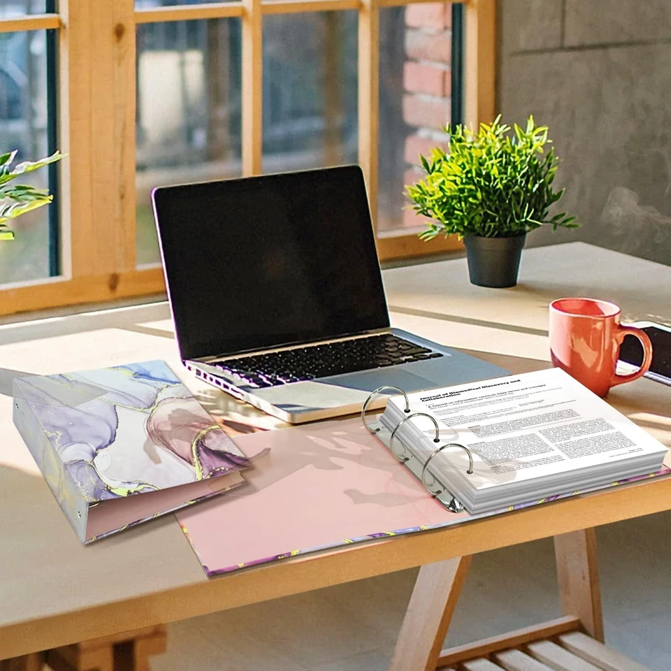 Mini carpeta de 3 anillos 5,5 x 8,5, carpeta de 2 pulgadas, anillo redondo, rosa, paquete de 2 Foto 3 de 4