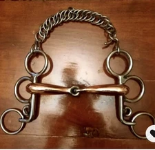 Pelham Bit Stainless Steel With Copper Snaffle 5” And Curb Chain