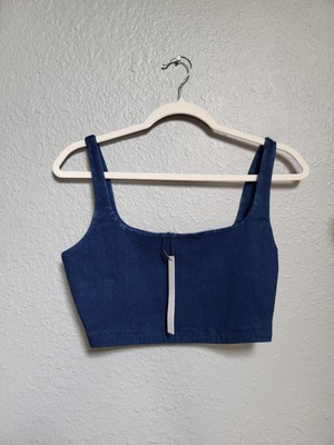 SUSANA MONACO Stretch Denim Crop Tank $98 NWT MEDIUM 