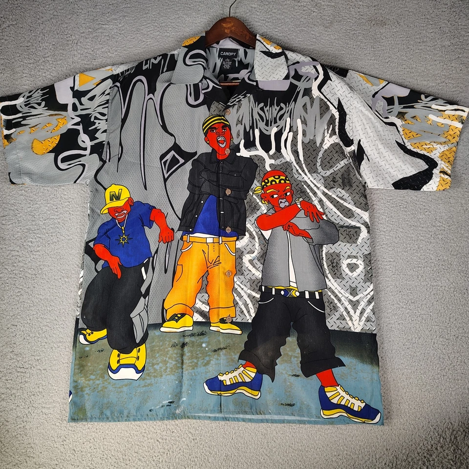 Camisa Canopy Para Hombre Talla XL 1717.5 Urbana Hip Hop Abotonada Manga Corta Y2K Cholo Foto 3 de 4