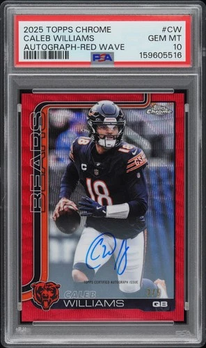 2025 TOPPS CHROME AUTO RED WAVE #CW CALEB WILLIAMS 3/5 PSA 10
