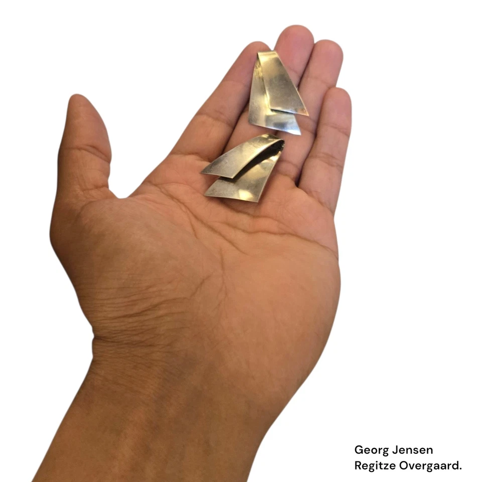 Georg Jensen Regitze Overgaard Sterling Silver Clip Earrings #201  - Image 4 of 4