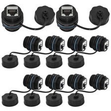 10PCS Panel Mounting Shielded CAT6 RJ45 Waterproof 10PCS, black