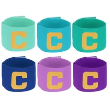 Soccer Captain Armband, Elastic Football Armband 6 Pack Blues/Purples