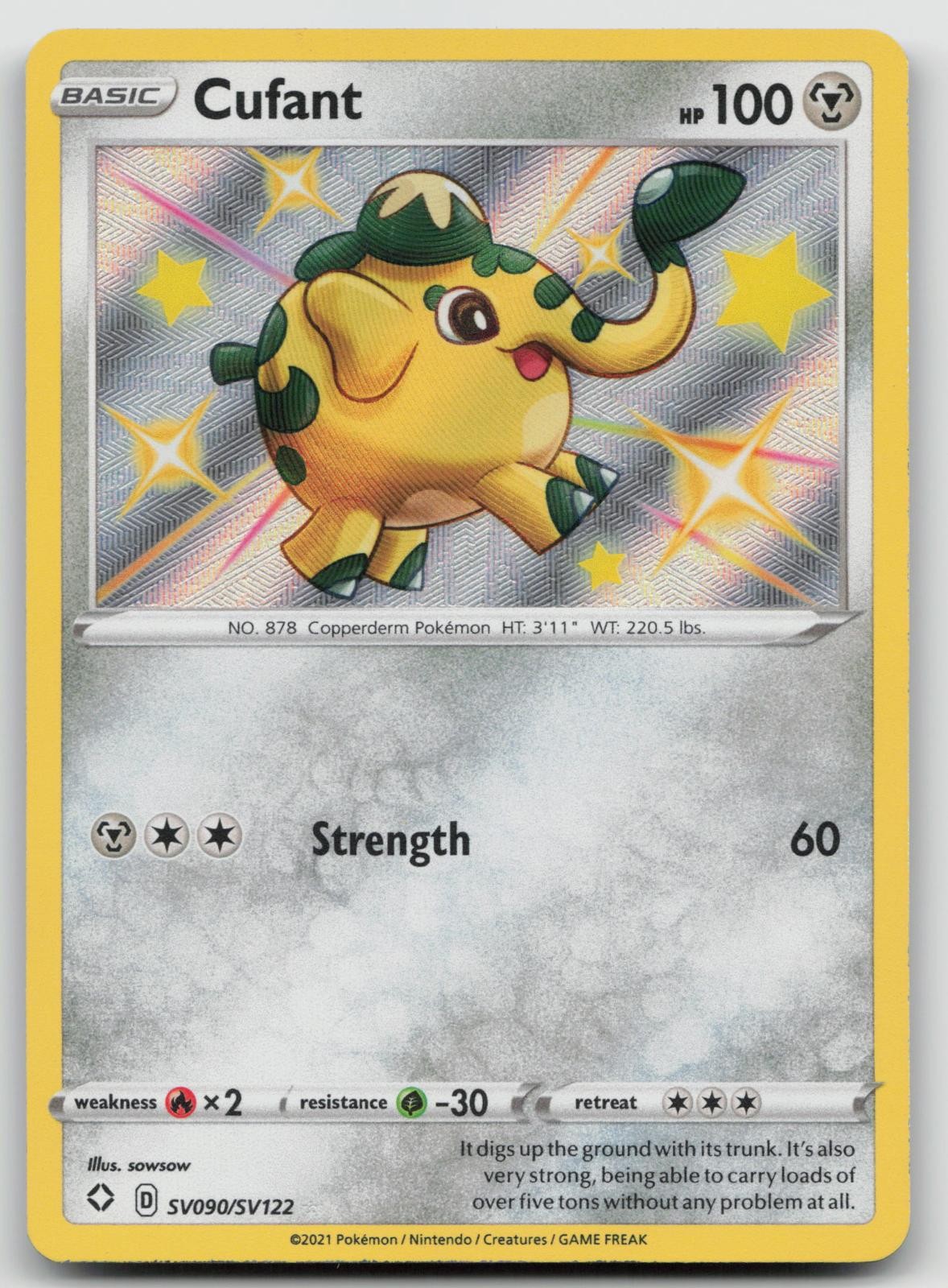 Cufant SV090/SV122 Shiny Rare Shining Fates Shiny Vault Pokemon Holo Near Mint