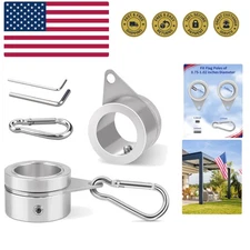2 Pack Aluminum Alloy Flag Pole Rings, 360 Degree Rotating Flagpole Flag Moun...
