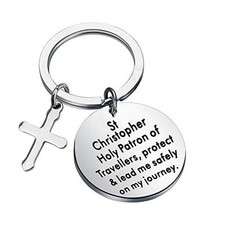St Christopher Traveller Keychain Religious St Christopher Journey Keychain