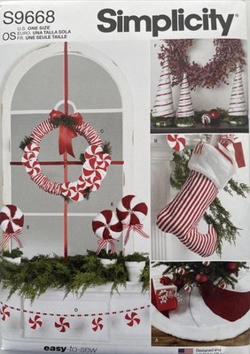 Pattern - Simplicity S9668 - CHRISTMAS - Wreath,Candy Canes,Stocking