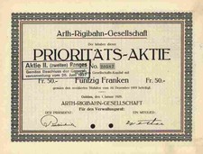 Arth Rigibahn Gesellschaft 1920 Goldau Arth Rigi Kulm Vitznau Schweiz 50 Franken