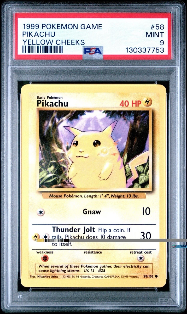 Pokémon TCG Base Set Pikachu Grade 9 Individual Collectible Card