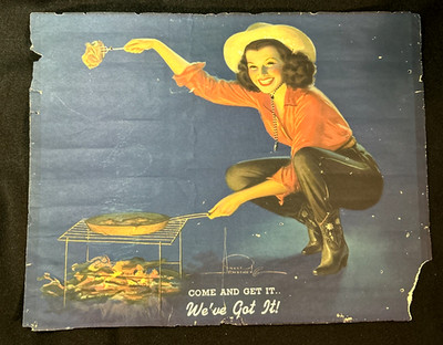 Rolf Armstrong Illustration Vintage Western Cowboy Print 14x18''  Come and Get''