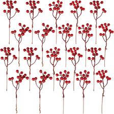 20 Pack 7" Artificial Red Berry Picks for Christmas Tree Wreath Crafts Holiday D