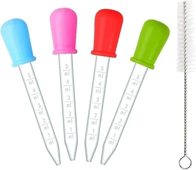 GUAGUA 5ml Silicone Pipettes Dropper 4Pcs Plastic Droppers Liquid Droppers Pipettes of