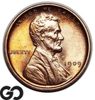 1909 VDB Lincoln Cent Wheat Penny, Frosty Red, Gem BU++ RD