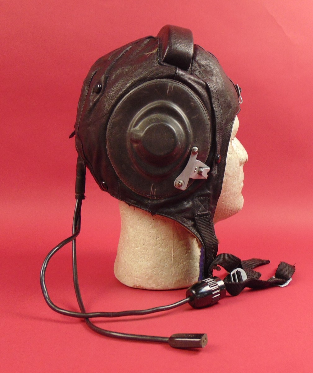 Soviet Pilot Leather Helmet ShZ-82 FUR-LINED Winter Model Dated