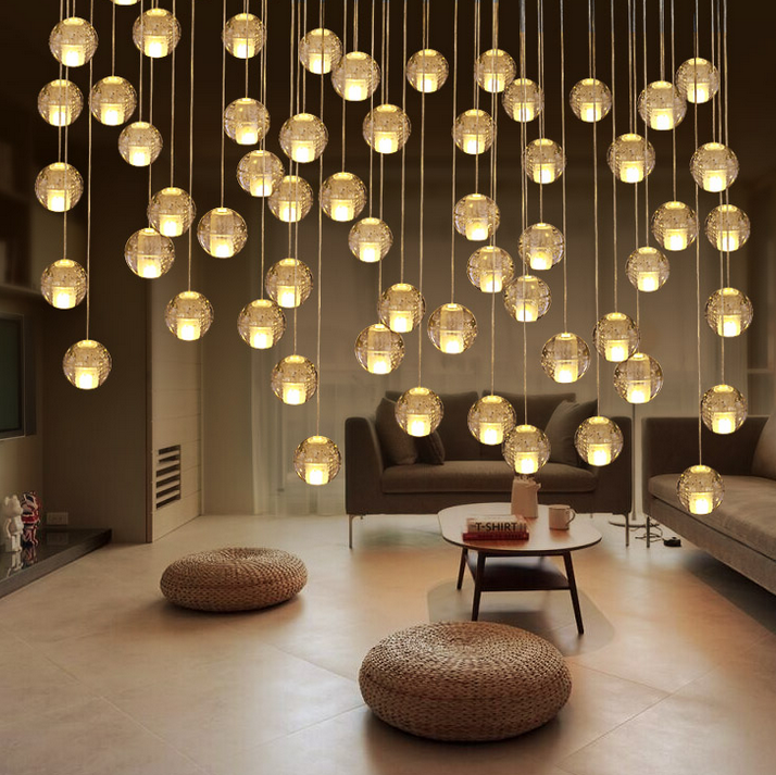 Modern G4 LED Bubble Crystal ball Ceiling Light Villa Lobby Stair ...