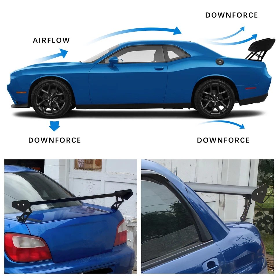 Alerón trasero de fibra de carbono para Ford Mustang GT500 Shelby 57" Racing GT Wing Foto 3 de 4