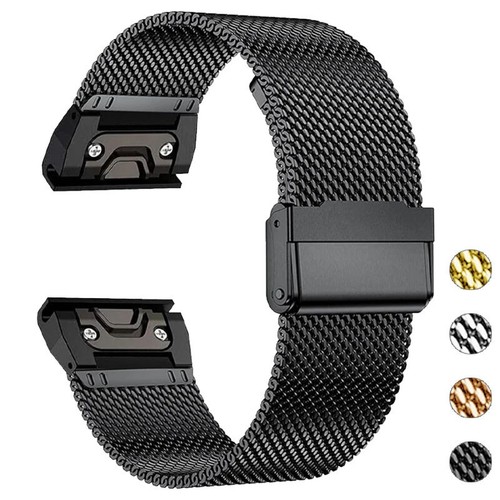 Correa de reloj de acero con correa de bucle milanesa de ajuste rápido de 20/22/26 mm para correa de reloj Garmin - Imagen 1 de 15