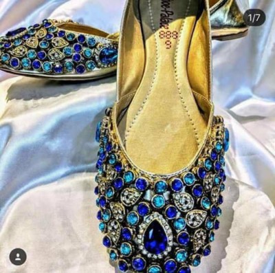 Pakistani Kundan Khussas Khussay NEW Matching Stones Flats Sz8