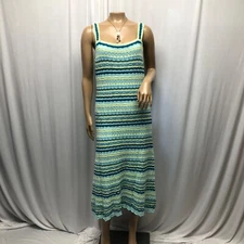 Jessica Simpson Crochet Midi Dress Womens Size Large Stripe Cottagecore NEW