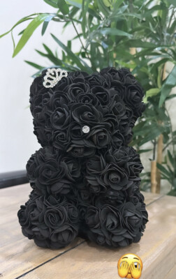30 cm Rosenbär. Schwarz mit zusätzlichen Extras. Anlässe/ Geschenke/ Hochzeiten/ Geburtstage