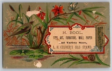 L.H. Culver's Old Stand Fine Art Furniture Victorian Trade Card - Bird