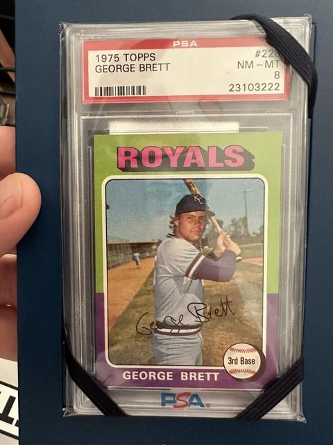 George Brett Rookie, 75 Topps George Brett #228 PSA 8, Sharp Corners Clean Edges