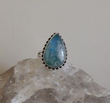 GREEN RAINBOW MOONSTONE NATURAL GEMSTONE 925 SOLID STERLING SILVER JEWELRY RING