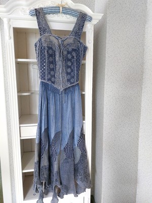 Zweiteiler Damen Gr. 36 Rock und Corsage in Jeansblau aus 100 % Viskose 