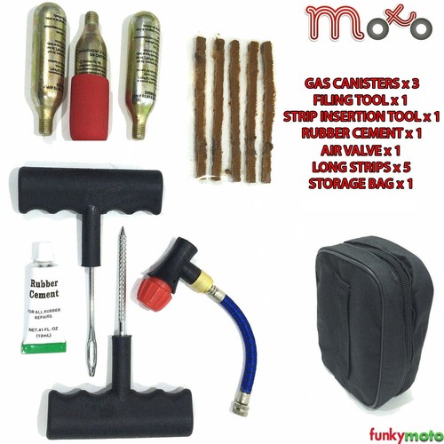 Motorbike Puncture Repair Kit Motorcycle Scooter Emergency Tubeless