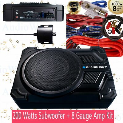 Blaupunkt GTHS131 8'' Bass Boost Super Active 200W Subwoofer + 8 Gauge 1000W RED