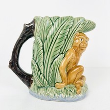 Majolica Monkey Jug Pitcher Vase Vintage 90s Kitsch Art Pottery 7.5"  Tiki Bar