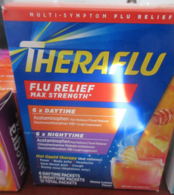 Theraflu Flu Combo Pack Cold Relief 6 Day 6 Night Packets Honey Lemon EXP 8/2025