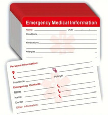 Emergency Medical Information Card Comes In a Pack Of 5 Free Postage  UK STOCK