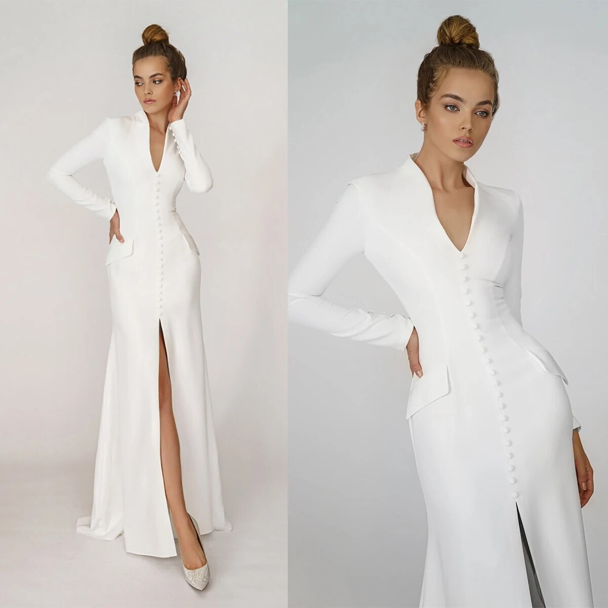 v neck black knitted dress Few Moda | Nicole Knit others Long sleeve/Twist Front/Sweetheat Neckline/Side Maxi Dress Birthday Dress Color:Ivory/Ivory/Latte