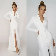 Women Wedding Long Blazer Dress Fashion Slim Fit Evening Party Custom Made