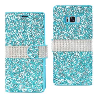 Reiko Samsung Galaxy S8 Edge /S8+/ S8 Plus Diamond Rhinestone Wallet Case in Blu