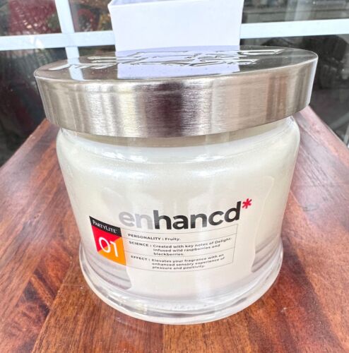 PartyLite Enhancd 01 3 Wick Jar Candle Fruity 40 60  hours burn time New in box - Picture 1 of 12